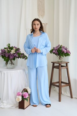 Жіночий костюм трійка колір світло-блакитний р.M 460099 460099 фото