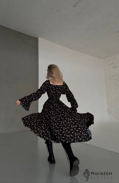 Жіноча сукня міді колір чорний р.42/44 459100 459100 фото