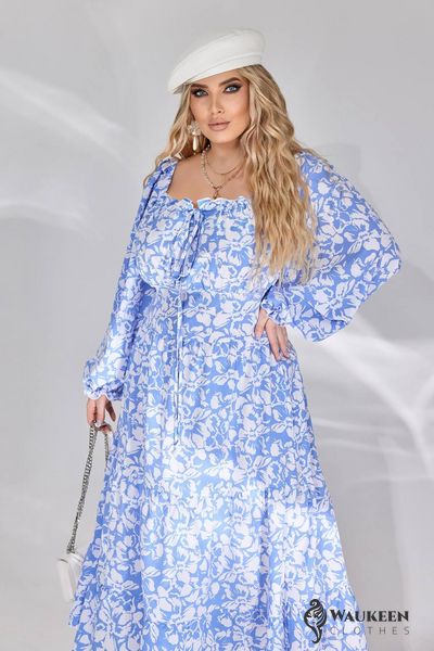 Женское свободное платье из софта цвет голубой р.50/52 450392 450392 фото
