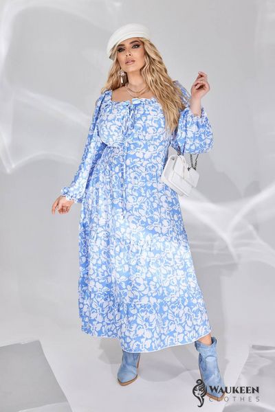 Жіноча вільна сукня із софту колір блакитний р.50/52 450392 450392 фото