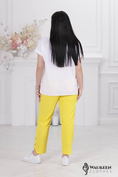 Жіночий костюм двійка із софту колір жовтий р.48/50 454717 454717 фото