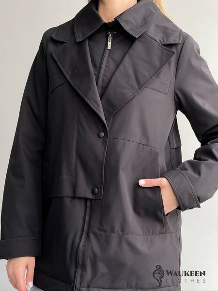 Жіноча тепла куртка колір чорний р.L 450306 450306 фото
