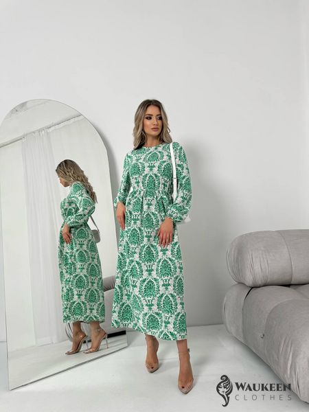 Жіноча сукня із шовкового софту колір зелений р.42/44 453515 453515 фото