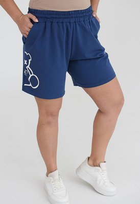 Женские шорты с высокой посадкой цвет синий р.50/52 459059 459059 фото