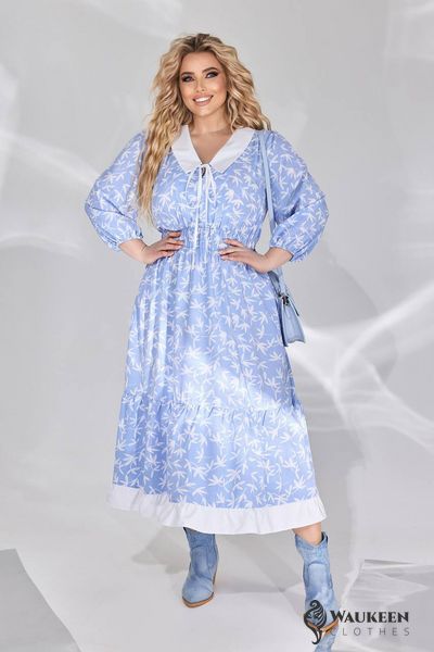 Жіноча вільна сукня із софту колір блакитний р.50/52 450396 450396 фото