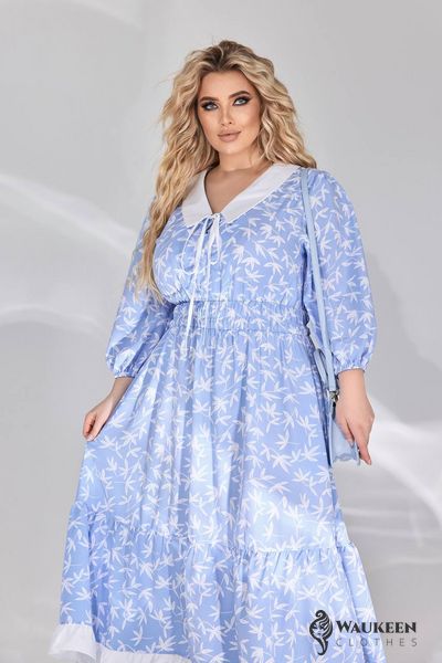 Женское свободное платье из софта цвет голубой р.50/52 450396 450396 фото