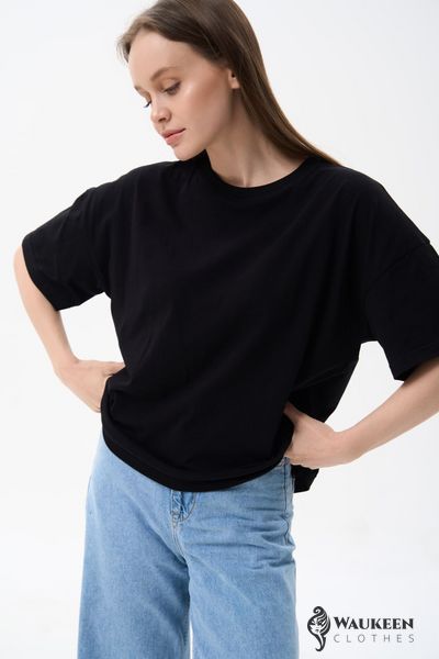 Женская футболка OVERSIZE цвет черный р.L 459160 459160 фото