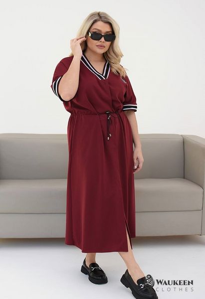 Жіноча сукня-халат вільного крою колір бордовий р.50/52 452240 452240 фото