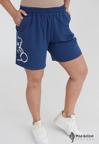 Женские шорты с высокой посадкой цвет синий р.50/52 459059 459059 фото