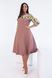 Жіноча сукня зі вставками із принтованого шифону бежева р.48/50 381709 381711 фото 3
