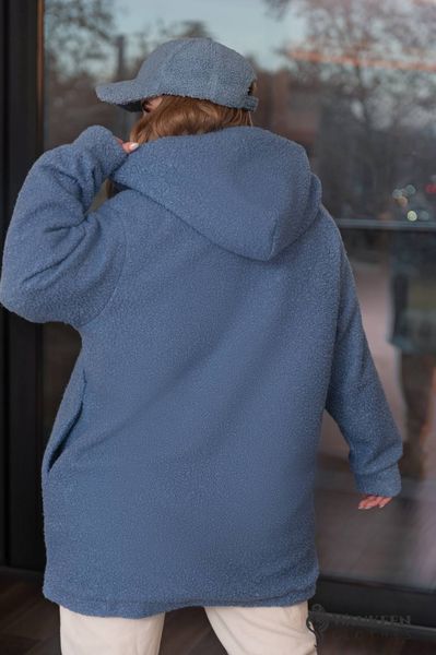 Женская куртка барашек на меху голубого цвета р.54/58 386628 378541 фото