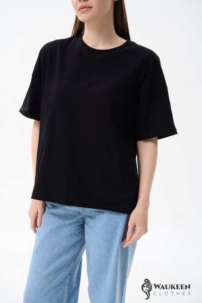 Женская футболка OVERSIZE цвет черный р.M 459159 459159 фото