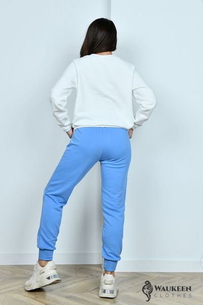 Жіночий спортивний костюм двійка колір білий/блакитний р.42/44 442104 442104 фото