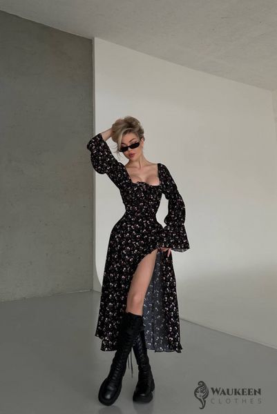 Жіноча сукня міді колір чорний р.46/48 459427 459427 фото