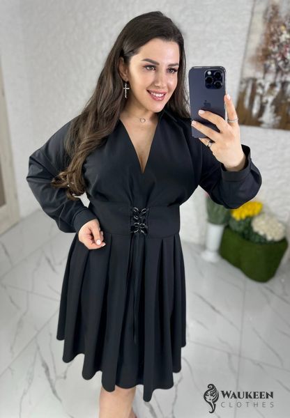 Жіноча сукня з корсетом колір чорний р.50/52 452891 452891 фото
