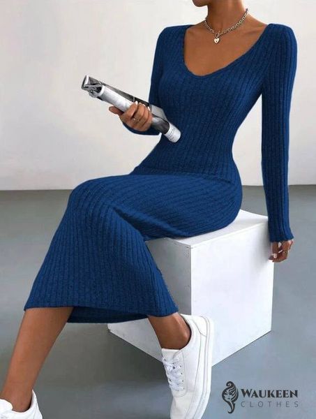 Жіноча сукня трикотаж ангора міді темно синього кольору р.42/46 396526 396526 фото
