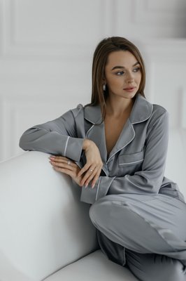 Жіноча піжама шовк Армані Jesika сірого кольору р.L 380640 380640 фото