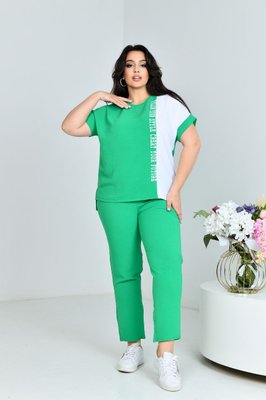 Жіночий прогулянковий костюм двійка колір зеленый р.50 432234 432241 фото