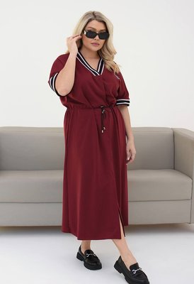 Жіноча сукня-халат вільного крою колір бордовий р.58/60 452242 452242 фото