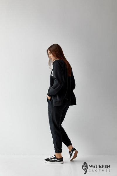 Жіночий костюм худі+джогери колір чорний р.L 441454 441454 фото