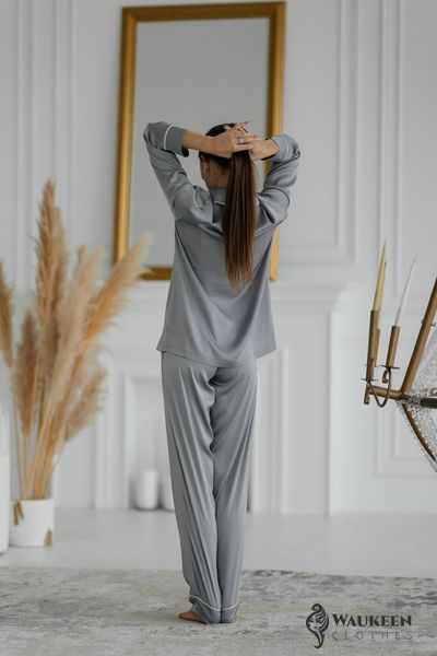 Жіноча піжама шовк Армані Jesika сірого кольору р.L 380640 380640 фото
