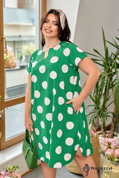 Жіноча вільна сукня із софту колір зелений р.54/56 431811 431814 фото