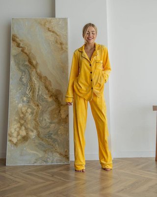 Жіноча піжама велюр Jeny на гудзиках колір жовтий р.XS 443771 379517 фото