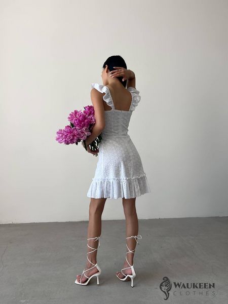 Жіноча сукня з прошви колір білий р.44 437881 437881 фото