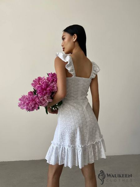 Женское платье из прошвы цвет белый р.44 437881 437881 фото