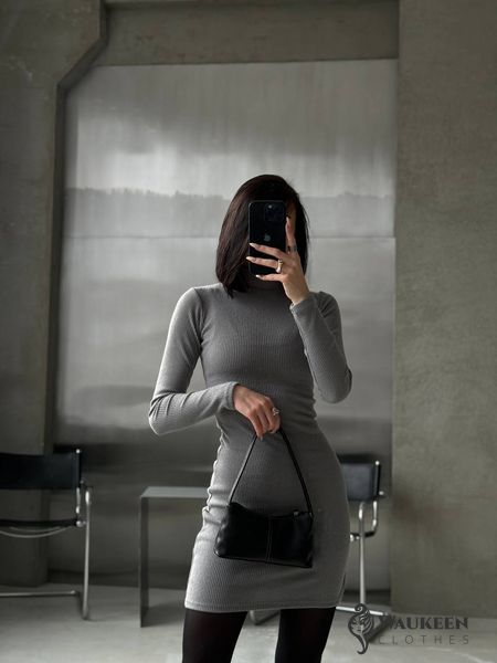 Женское утепленное платье мини цвет серый р.42/44 455128 455128 фото