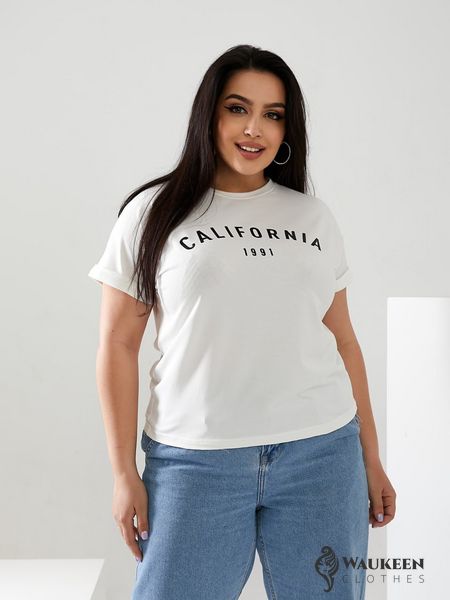 Жіноча футболка California колір молочний р.56/58 432455 432455 фото