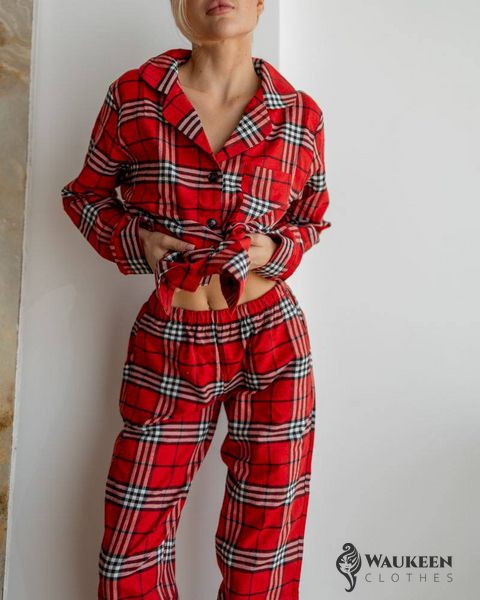 Жіноча піжама байка Liza колір червоно-білий р.L 443835 443767 фото