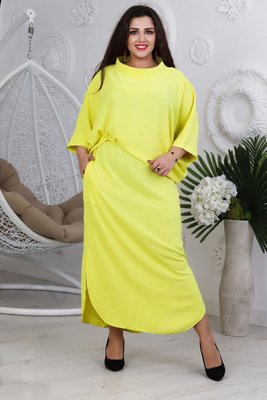 Жіночий костюм з довгої спідниці та вільної кофти жовтого кольору р.54/56 380891 380892 фото