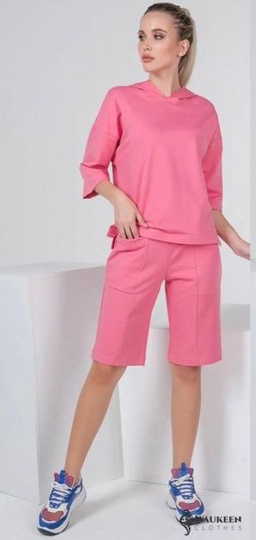 Жіночий костюм двійка з шортами колір рожевий р.42/44 453620 453620 фото