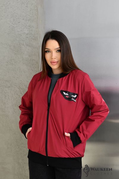 Жіноча куртка бомбер колір бордовий р.48/50 450747 450747 фото