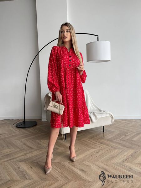 Жіноча сукня вільного крою колір червоний р.42/44 450364 450364 фото