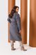 Пальто жіноче з кашеміру на підкладці з поясом сірого кольору р.48/50 376113 376113 фото 3
