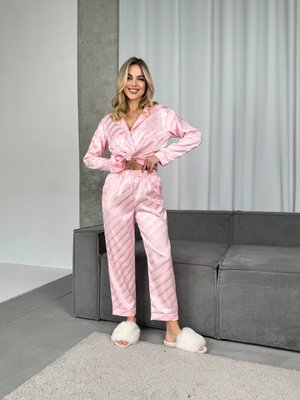 Жіночий домашній костюм штани та сорочка колір рожевий р.46/48 454985 454985 фото