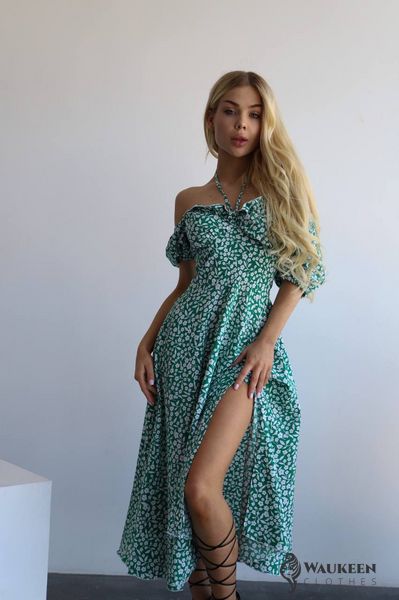 Жіноча сукня у квітковий принт колір зелений р.42/44 455745 455745 фото