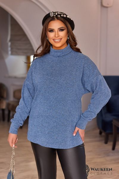 Жіночий светр із високим горлом колір джинс р.52/54 447545 447545 фото