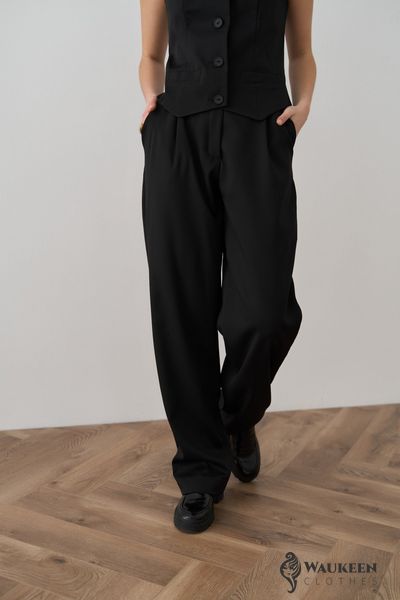 Жіночі штани палаццо колір чорний р.XS 451399 451399 фото