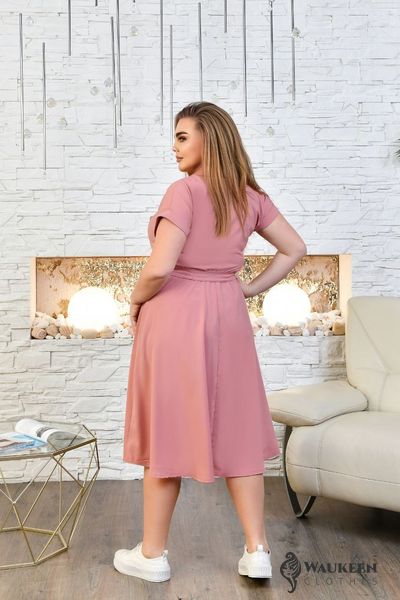 Жіноча сукня зі спідницею кльош колір рожевий р.52 432302 432302 фото