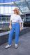 Жіночі льняні штани колір блакитний р.48/50 455574 455574 фото 4