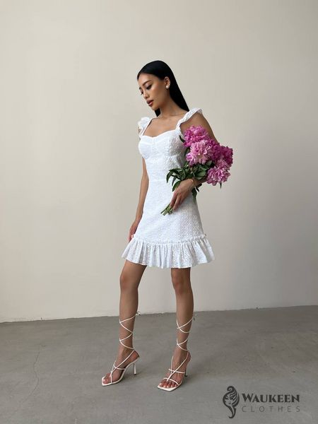Жіноча сукня з прошви колір білий р.46 437882 437882 фото