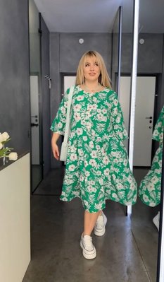 Жіноча сукня із софту колір зелений р.52/56 453274 453274 фото