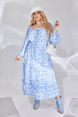 Жіноча вільна сукня із софту колір блакитний р.62/64 450590 450590 фото