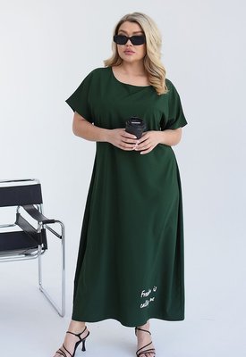 Жіноча сукня вільного крою міді колір пляшка р.60/62 459356 459356 фото