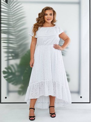 Жіноча асиметрична сукня колір білий р.54/56 438666 438666 фото
