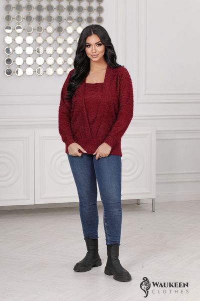 Жіночий светр трикотажний колір бордовий р.52/54 445643 445643 фото