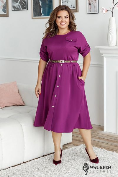 Жіноча сукня міді фіолетового кольору розмір р.48/50 374437 382177 фото